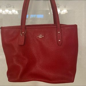 Authentic red leather Coach handbag